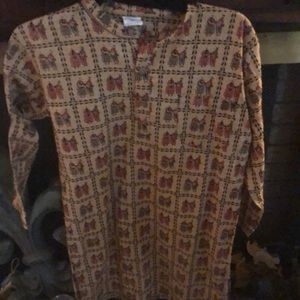 Hand wood-blocked printed shirt/dress from India